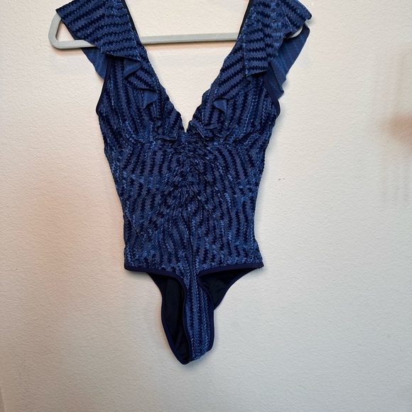 Cupshe Blue One Piece Bodysuit with Ruffled Straps - Picture 8 of 9